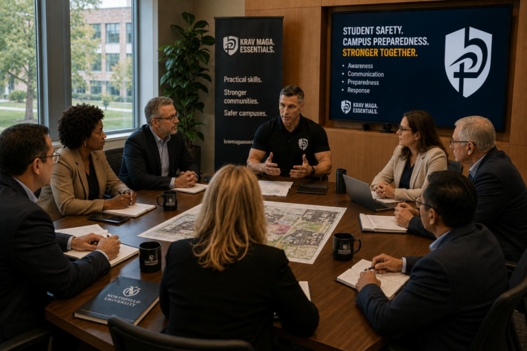 University administrators participating in a campus safety consulting strategy meeting.