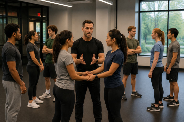 Participants practicing practical self-defense techniques during a BASIX training course.