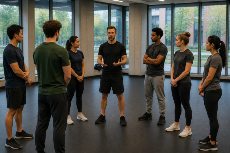 Students participating in a practical self-defense and awareness workshop.